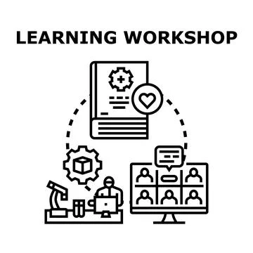 Learning workshop concept for online education and development Illustrazione stock