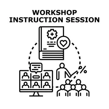 Learning workshop instruction session with online training Stock Illustration