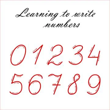 Learning to write numbers vector illustration. Elementary school concept 스톡 일러스트