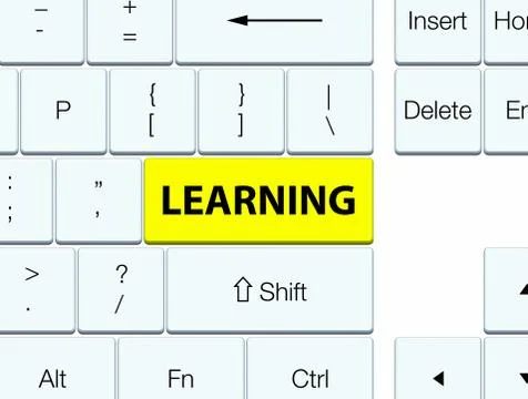 Learning yellow keyboard button Illustrazione stock