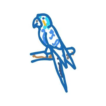 The lears macaw bird exotic icon doodle illustration イラスト素材