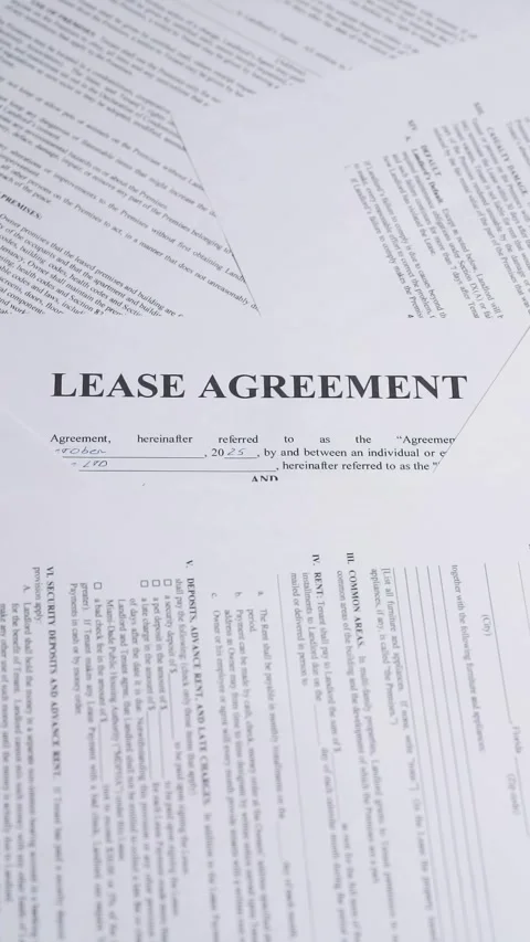 Lease agreement forms. Concept of renting a home Video stock 320541885