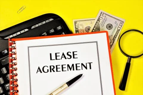 Lease agreement. Text label in the document form on the business planning Stock Photos