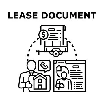 Lease document concept with various assets and agreements Stock Illustration