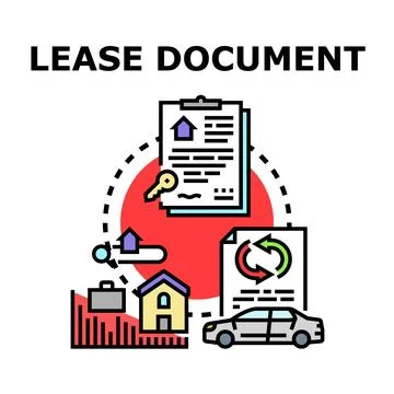 Lease document contract agreement for property and vehicle 스톡 일러스트