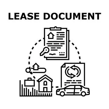 Lease document contract agreement for property and vehicle 스톡 일러스트