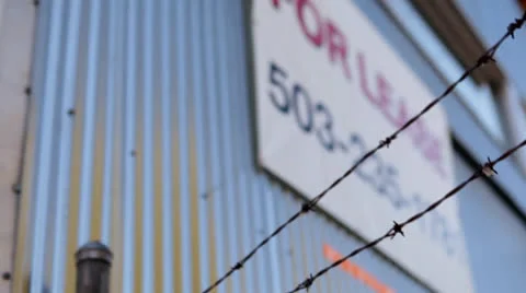 For lease sign with barbed wire Stock Footage 22795512
