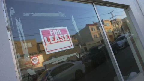 For lease sign on store front Video stock 210834340