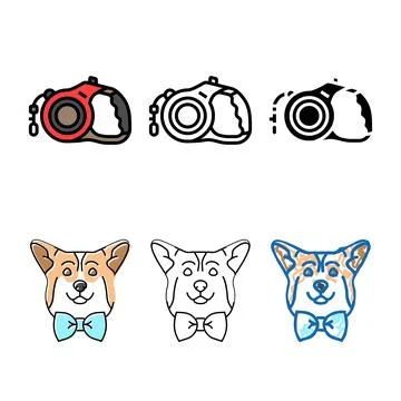 Leash dog color icon vector styleset Stock Illustration