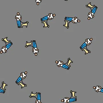 Leash dog competition show vector seamless pattern Stock Illustration