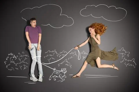 On the leash. Stock Photos