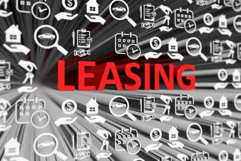 LEASING concept blurred background 3d render illustration Stock Illustration