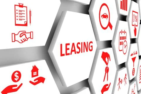 LEASING concept cell background 3d illustration Stock Illustration