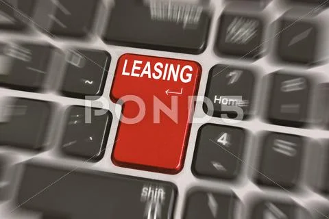 Leasing with Red Button on Keyboard. Stock Photos
