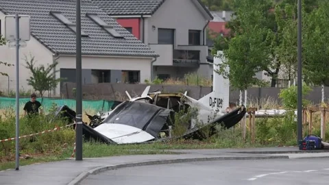 At least 11 killed in skydiving plane crash in northeastern France, NANCY, FR -  Stock-Footage 337879734