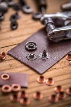 Leather and rivets Stock Photos