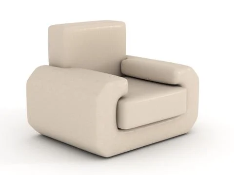 Leather armchair on a white background. 3D image. Stock Illustration
