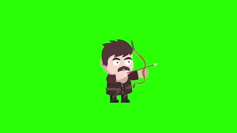 Leather Armor RPG Archer Game Character shoot arrow Green Screen Stock Footage 144049073