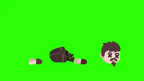 Leather Armor RPG Game Character Death Decapitation with blood spatter Stock Footage 144049022
