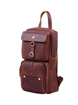 Leather backpack isolated Stock Photos