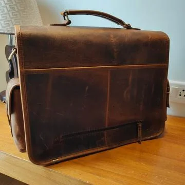 Leather Bag Of Human. Stock Photos