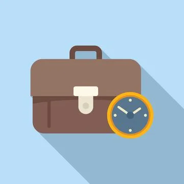 Leather bag icon flat vector. Work time Stock Illustration