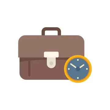 Leather bag icon flat vector. Work time Stock Illustration