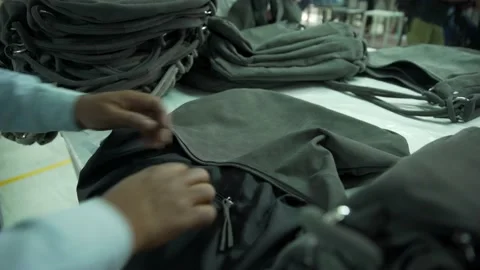 Leather bag making checking final process Stock Footage 202461588