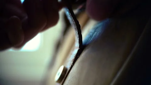 Leather Bag Opening Stock Footage 221648196