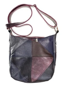 Leather bag with patchwork ornament isolated Fotos de archivo