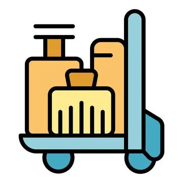 Leather bag trolley icon vector flat イラスト素材
