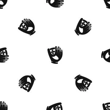 Leather baseball glove pattern seamless black イラスト素材