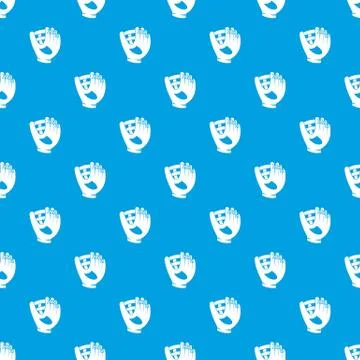 Leather baseball glove pattern seamless blue Stock Illustration