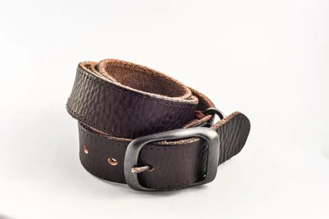 Leather belt isolated on white background Stock Photos