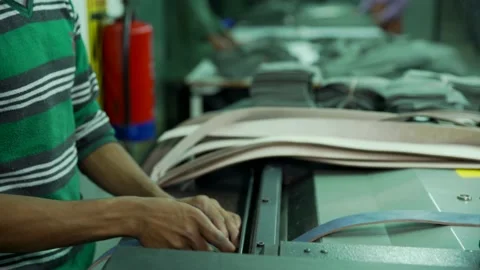 Leather belt manufacturing process Stock Footage 202457836