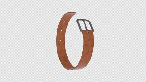 Leather Belt Rotating on a Transparent Background. Seamless Loop. 4K Stock Footage 309938262