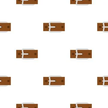 Leather belt with silver buckle pattern flat Ilustração Stock