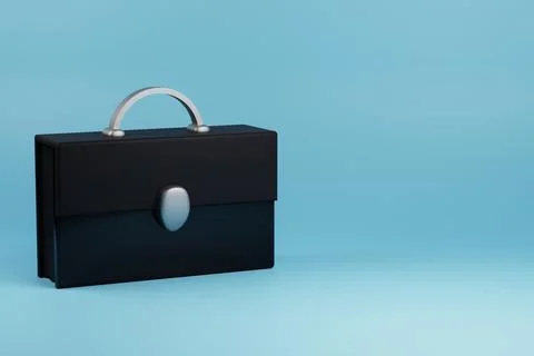 Leather black briefcase with lock. 3D illustration Stock Illustration