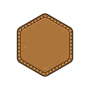 Leather blank label badge with stitched border 库存插图
