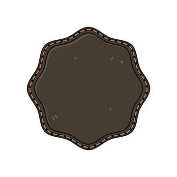 Leather like blank label badge with stitching Stock Illustration