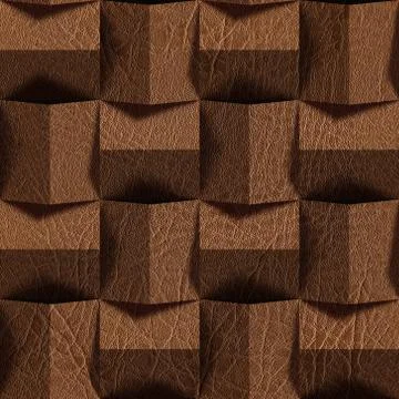 Leather blocks stacked for seamless background, surface brown leather Stock Illustration