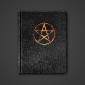 Leather book with pentagram. vector Stock Illustration