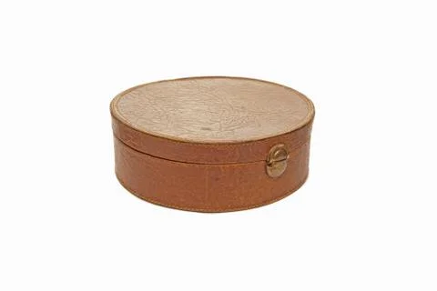 Leather box isolated on white background Stock Photos