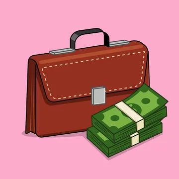Leather Briefcase Business and Stack of Money Stock Illustration