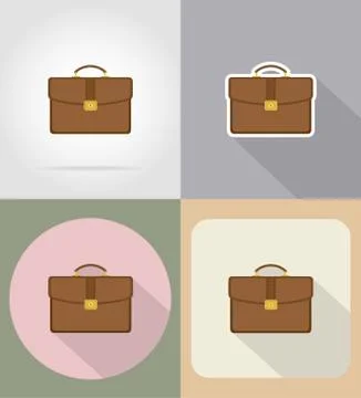 Leather briefcase flat icons vector illustration Stock Illustration