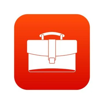 Leather briefcase icon digital red Illustration