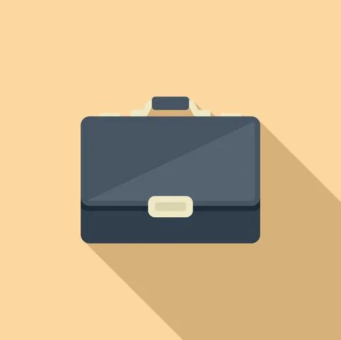 Leather briefcase icon flat vector. Work bag Stock Illustration