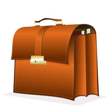 Leather briefcase isolated on white Stock Illustration