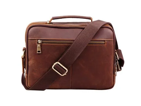 Leather briefcase on white background Stock Photos