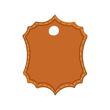 Leather brown shield label with stitching and hole Illustrazione stock